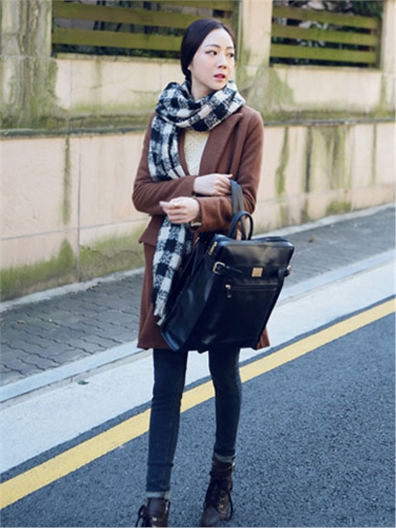 格子圍巾的搭配 格子圍巾的搭配