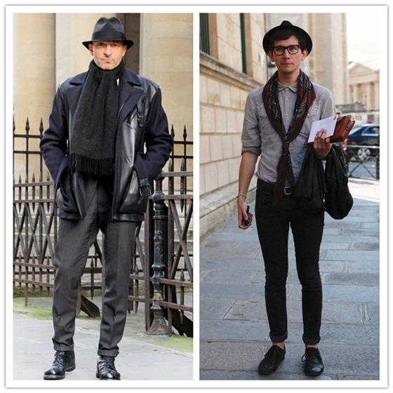 男士長款圍巾打結式