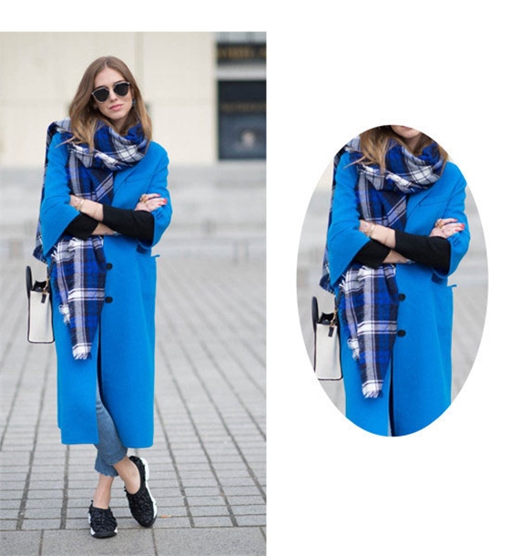 藍(lán)色格紋圍巾