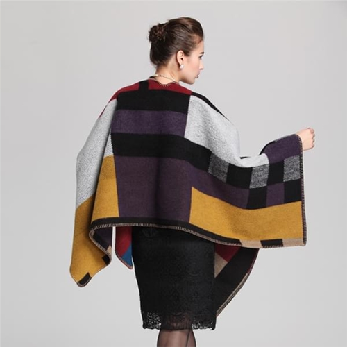 歐美格子羊毛披肩