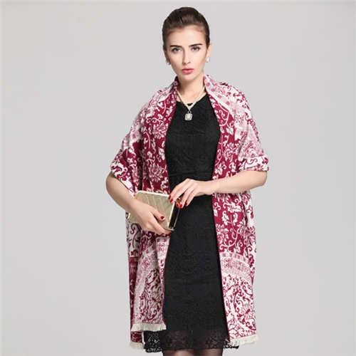 紅色青花瓷披肩