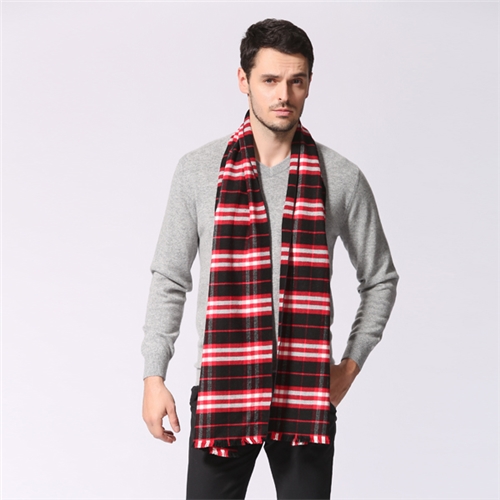 紅色男士格子圍巾