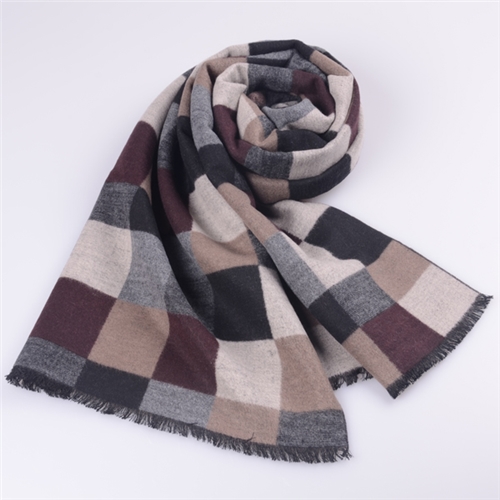 男士格子拉絨圍巾