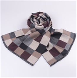 男士格子拉絨圍巾