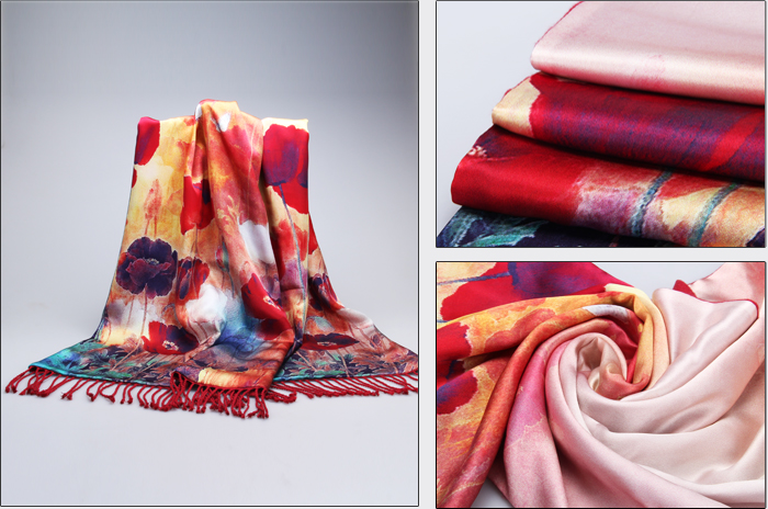 真絲印花披肩 復(fù)合披肩 女士披肩