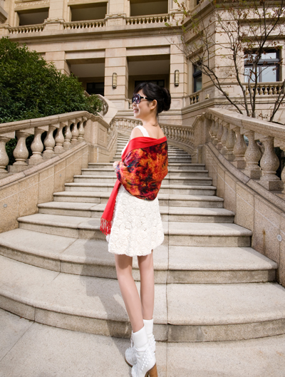 印花圍巾 真絲圍巾