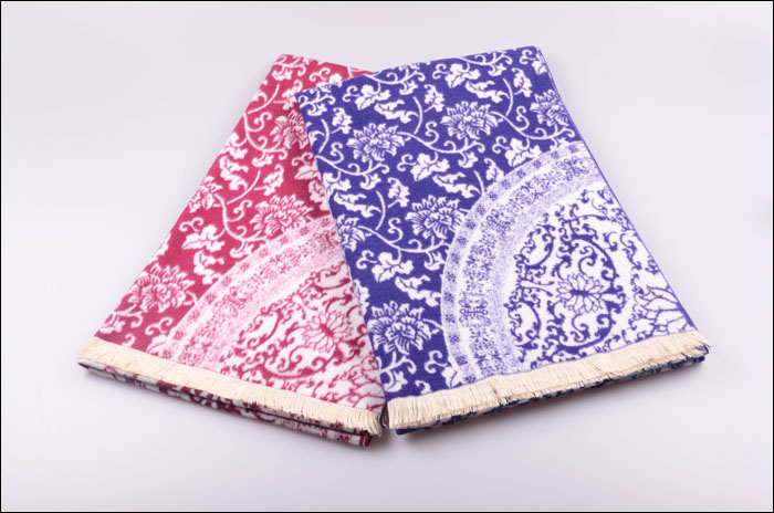 青花瓷披肩 提花披肩 拉絨披肩 圍巾批發