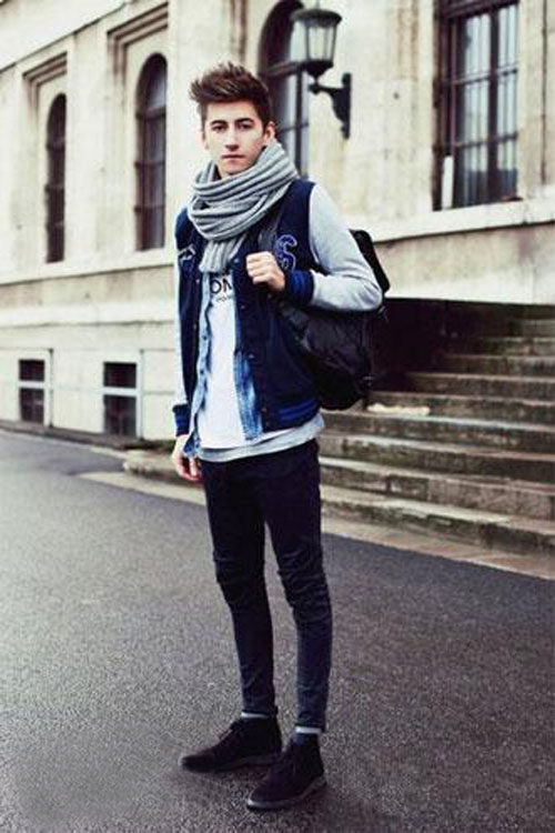 秋冬男士圍巾搭配