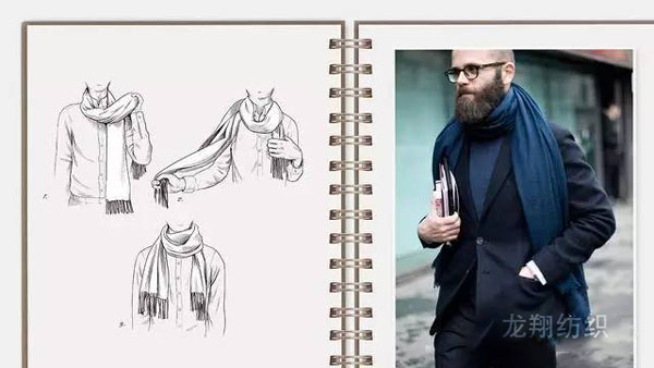 男士圍巾簡單圍法2