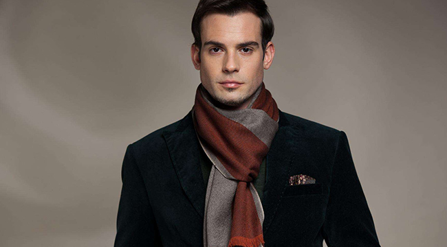 男士圍巾紅灰配