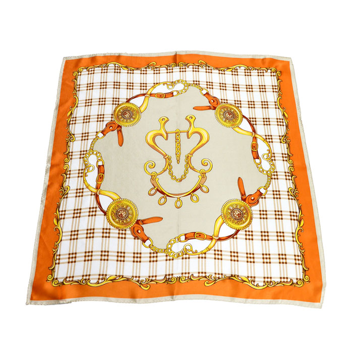 格紋誘橘小方巾細節圖