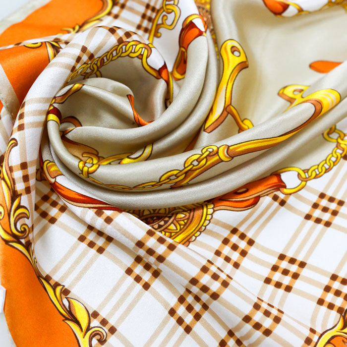 格紋誘橘小方巾細節圖