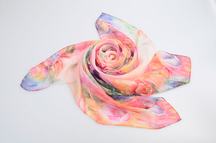 春華秋實絲巾細節圖