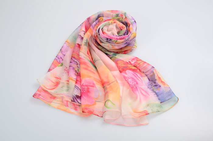 春華秋實絲巾細節圖