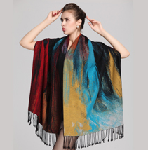 女士油畫藝術披肩