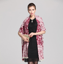 紅色青花瓷披肩